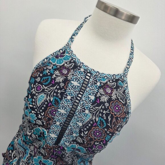 Merona Womens Halter Style Floral Tankini Swim Top w/Tie Back Neck Size L Beach - Picture 4 of 12